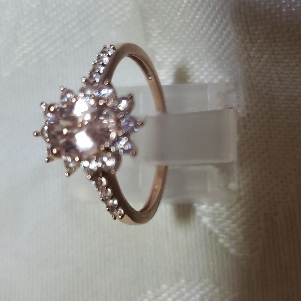 SOLDAuthentic Morganite Ring Rose Gold over stamped 925 Sterling Silver - Picture 3 of 9